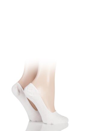 Ladies 2 Pair Burlington Everyday Invisible Cotton Shoe Liners Off White 39-40