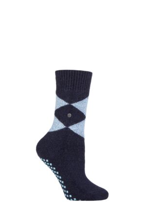 Ladies 1 Pair Burlington Cosy Argyle Wool Slipper Socks