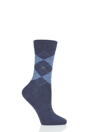 Ladies 1 Pair Burlington Marylebone Lurex Virgin Wool Socks