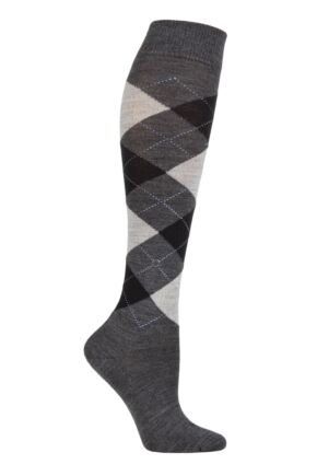 Women's 1 Pair Burlington Marylebone Argyle Wool Knee High Socks