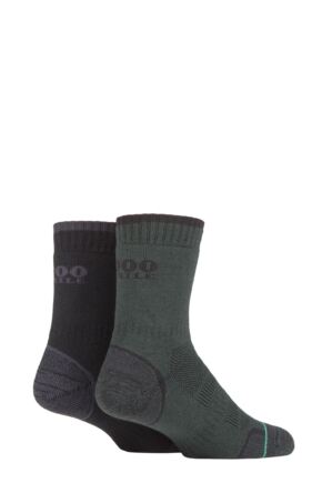 Mens and Ladies 2 Pair 1000 Mile Combat Socks Green / Charcoal 6-8.5