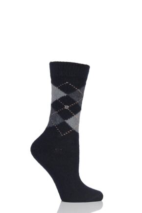 Ladies 1 Pair Burlington Whitby Extra Soft Argyle Socks