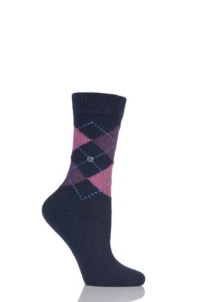 Ladies 1 Pair Burlington Whitby Extra Soft Argyle Socks