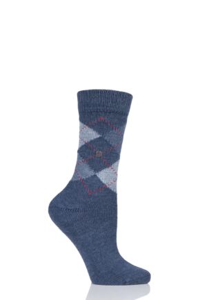 Ladies 1 Pair Burlington Whitby Extra Soft Argyle Socks
