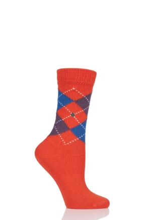 Ladies 1 Pair Burlington Whitby Extra Soft Argyle Socks