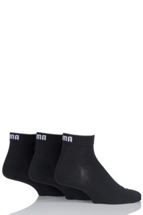 Mens and Ladies 3 Pair Puma Training Quarter Socks Black 2.5-5