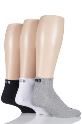Mens and Ladies 3 Pair Puma Training Quarter Socks