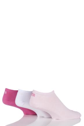 Mens and Ladies 3 Pair Puma Invisible Sneaker Socks Pink 2.5-5