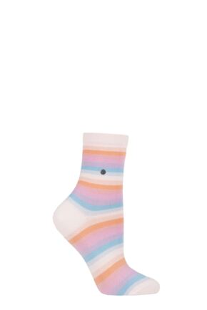 Ladies 1 Pair Burlington Stripe Cotton Socks