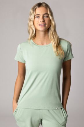 Ladies 1 Pack Lazy Panda Bamboo Loungewear Selection T-Shirt Green UK 10