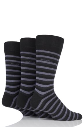 Mens 3 Pair Jockey Casual Stripe Cotton Socks