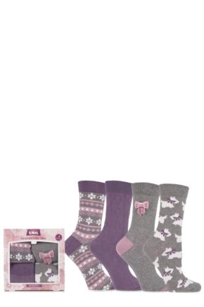 Totes Scottie Dog Fair Isle and Pelerine Patterned Ankle Socks