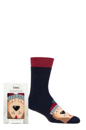 Mens 1 Pair Totes Original Novelty Slipper Socks with Grip