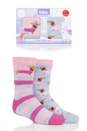 Girls 2 Pair Totes Originals Novelty Slipper Socks