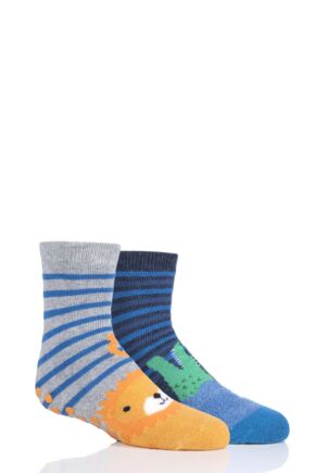 Boys 2 Pair Totes Tots Originals Novelty Slipper Socks