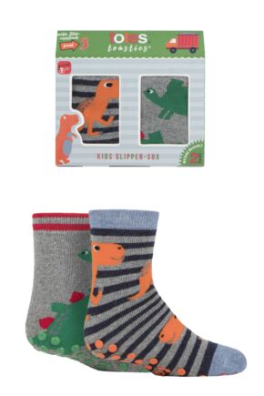 Boys 2 Pair Totes Tots Originals Novelty Slipper Socks