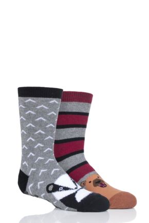 Boys 2 Pair Totes Originals Novelty Slipper Socks