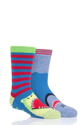 Boys 2 Pair Totes Originals Novelty Slipper Socks