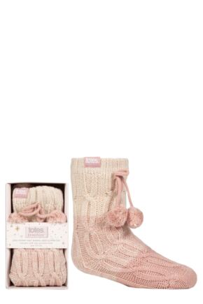 Boys and Girls 1 Pair Totes Chunky Slipper Socks Pink 4-6 Years
