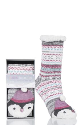 1 Pair Ladies Fleece Lined Super Soft Knitted Slipper Gift//Present avail 3 colours in 2 sizes