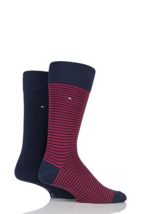 Mens 2 Pair Tommy Hilfiger Small Stripe Cotton Socks