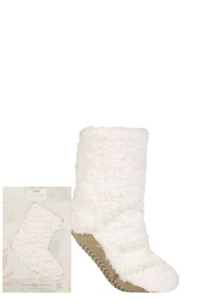 Ladies 1 Pair Totes Faux Fur Slipper Socks with Grip