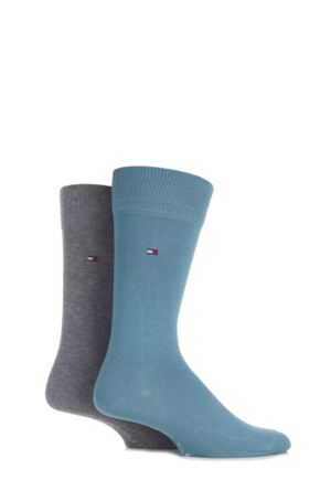 Mens 2 Pair Tommy Hilfiger Classic Plain Cotton Socks