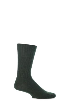 Mens and Ladies 1 Pair SOCKSHOP of London Mohair Ribbed Knit Comfort Cuff True Socks Green 11-13