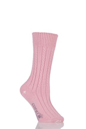 Ladies 1 Pair Corgi 100% Cashmere Cable Knit Leisure Socks