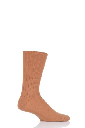 Mens 1 Pair SOCKSHOP of London 100% Cashmere Bed Socks Caramel 8-10