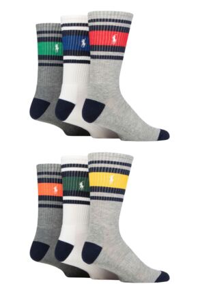 Mens 6 Pack Ralph Lauren Classic Sport Cushioned Socks