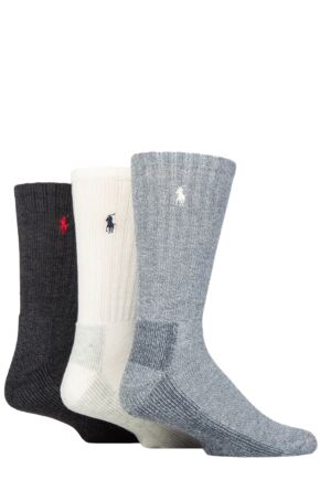 Mens 3 Pair Ralph Lauren Cushioned Comfort Sole Technical Sport Socks