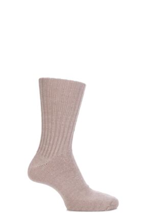 Mens and Ladies 1 Pair SOCKSHOP of London Mohair Ribbed Socks With Cushioning Toffee 8-10