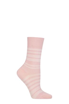 Ladies 1 Pair Falke Sunset Stripe Sensitive Lyocell Socks Pink 2.5-5 Ladies