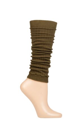 Ladies 1 Pair Falke Cross Knit Organic Cotton Leg Warmers Shire Green One Size