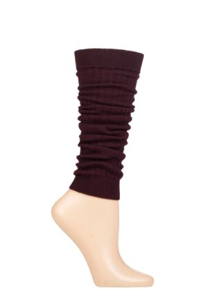 Ladies 1 Pair Falke Cross Knit Organic Cotton Leg Warmers Blackberry One Size