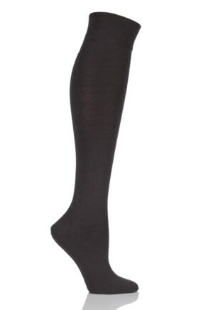 Ladies 1 Pair Falke Sensitive Berlin Merino Wool Left And Right Knee High Socks Dark Brown 5.5-8 Ladies