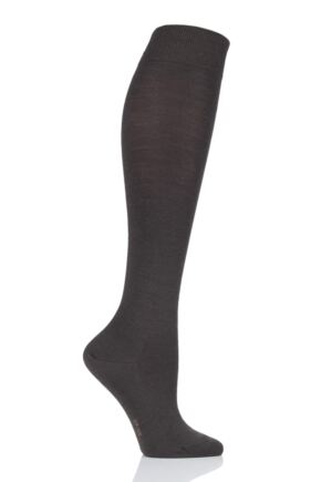 Ladies 1 Pair Falke Soft Merino Wool Knee High Socks Dark Brown 37-38