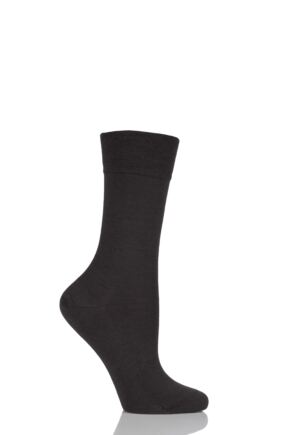 Ladies 1 Pair Falke Sensitive Berlin Merino Wool Left And Right Comfort Cuff Socks Dark Brown 39-42