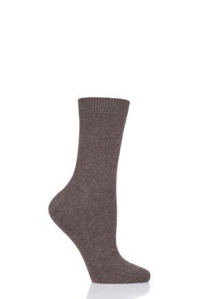 Ladies 1 Pair Falke Cosy Wool and Cashmere Socks Mid Brown 5.5-8