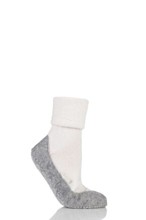 Ladies 1 Pair Falke CosyShoe Slipper House Socks White 4-5 Ladies