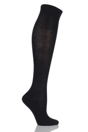 Ladies 1 Pair Falke Sensitive London Left and Right Comfort Cuff Cotton Knee High Socks