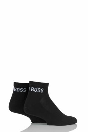Mens 2 Pair BOSS Plain Cotton Sports Sneaker Socks