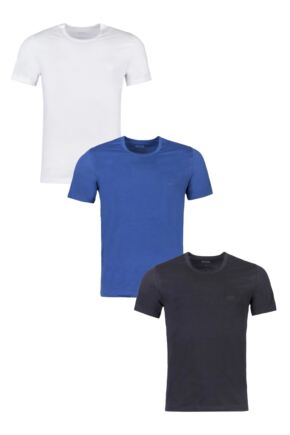 Mens 3 Pack BOSS Plain Cotton Stretch Round Neck T-Shirts