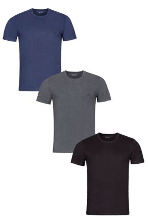 Mens 3 Pack BOSS Plain Cotton Stretch Round Neck T-Shirts