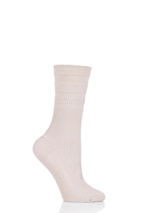 Ladies 1 Pair HJ Hall Original Cotton Softop Socks Oatmeal 4-7