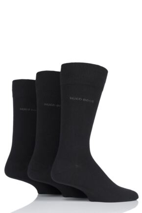 Mens 3 Pair BOSS Plain Combed Cotton Socks