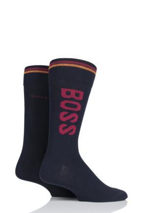 Mens 2 Pair BOSS Combed Cotton Boss Logo Socks