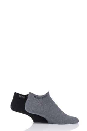 Mens 2 Pair Hugo Boss Plain Cotton Trainer Socks