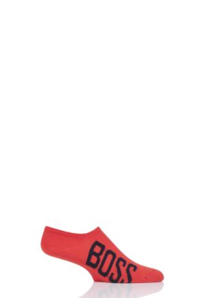 Mens 1 Pair BOSS Combed Cotton Large Logo Trainer Socks Orange 8.5-11 Mens
